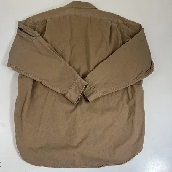 Vintage Polo Ralph Lauren Shirt XL Beige Twill Long Sleeve 1/2 Zip Military - Picture 12 of 16